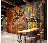 XLMING Abstrait Graffiti Guitare Rock Bar 3D Papier Peint Luxe Décoration Manger Adulte Intérieure Salon Canapé Chambre Fond TV Mur-200cm×140cm