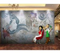 XLMING Abstrait Graffiti Mur En Béton Figures Art 3D Papier Peint Texture Soyeuse Intissé Salle à Manger Bureau D'étude Canapé Chambre Salon TV Mur-250cm×170cm