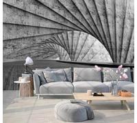 XLMING Abstrait Gris Géométrique Tunnel Extension De L'Espace 3D Papier Peint Luxe Décoration Manger Adulte Intérieure Salon Canapé Chambre Fond TV Mur-400cm×280cm