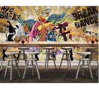 XLMING Abstrait Individualité Coloré Graffiti Musique 3D Papier Peint Luxe Décoration Manger Adulte Intérieure Salon Canapé Chambre Fond TV Mur-350cm×256cm