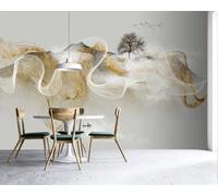 XLMING Abstrait Lignes Paysage Arbres Élan 3D Papier Peint Texture Soyeuse Intissé Salle à Manger Bureau D'étude Canapé Chambre Salon TV Mur-350cm×256cm
