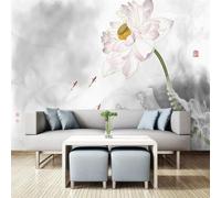 XLMING Abstrait Minimaliste Encre De Chine Lotus Petits Poissons 3D Papier Peint Luxe Décoration Manger Adulte Intérieure Salon Canapé Chambre Fond TV Mur-250cm×170cm