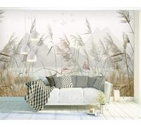 XLMING Abstrait Montagnes Plantes Roseaux Flamants Roses 3D Papier Peint Luxe Décoration Manger Adulte Intérieure Salon Canapé Chambre Fond TV Mur-250cm×170cm