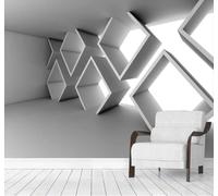 XLMING Abstrait Mur En Béton Géométrique Architecture Extension De L'Espace 3D Papier Peint Luxe Décoration Manger Adulte Intérieure Salon Canapé Chambre Fond TV Mur-300cm×210cm