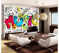 XLMING Abstrait Musique Graffiti Art Personnalité 3D Papier Peint Luxe Décoration Manger Adulte Intérieure Salon Canapé Chambre Fond TV Mur-430cm×300cm