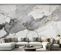 XLMING Abstrait Noir Et Blanc Effet Marbré Craquelé Art Papier Peint 3D Soie De Luxe Intissé Bureau Salle à Manger Canapé Chambre Salon TV Mural Décoratif-200cm×140cm