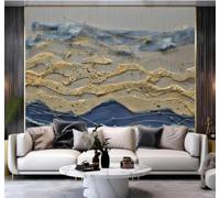 XLMING Abstrait Paysage Vagues Dorées Art Originalité Papier Peint 3D Soie De Luxe Intissé Bureau Salle à Manger Canapé Chambre Salon TV Mural Décoratif-200cm×140cm
