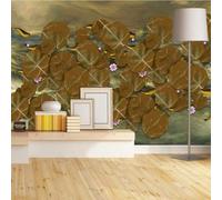 XLMING Abstrait Rétro Feuille De Lotus Couleurs Fleurs Poisson 3D Papier Peint Premium Texturé Soie Bureau Salle à Manger Salon Chambre Coucher Canapé TV Mur-350cm×256cm
