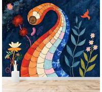 XLMING Abstrait Serpent Coloré Fleurs Oiseaux Plantes Fantastiques 3D Papier Peint Texture Soyeuse Intissé Salle à Manger Bureau Canapé Chambre Salon TV Mur-200cm×140cm