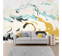 XLMING Abstrait Zen Encre De Chine Paysage Doré Lignes 3D Papier Peint Texture Soyeuse Intissé Salle à Manger Bureau D'étude Canapé Chambre Salon TV Mur-430cm×300cm