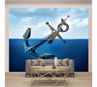 XLMING Ancre De Mer Bleue Personnages Créatifs Papier Peint 3D Soie Texturée Haut De Gamme Salon Canapé Chambre À Coucher Salle Manger Murale-250cm×170cm