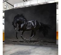 XLMING Animal Abstrait Étalon Noir Galopant 3D Papier Peint Premium Texturé Soie Bureau Salle à Manger Salon Chambre Coucher Canapé TV Mur-150cm×105cm