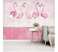 XLMING Animal Minimaliste En Tridimensionnel Rose Flamant Rose 3D Papier Peint Texture Soyeuse Intissé Salle à Manger Bureau D'étude Canapé Chambre Salon TV Mur-350cm×256cm