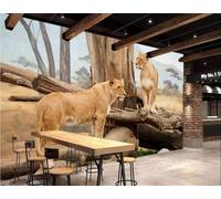 XLMING Animal Sauvage Arbre À Lion Prairie Papier Peint 3D Soie Texturée Haut De Gamme Salon Canapé Chambre À Coucher Salle Manger Murale-300cm×210cm