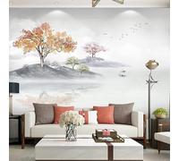 XLMING Aquarelle Abstraite Arbre Bateau Rivière Oiseaux Volants 3D Papier Peint Texture Soyeuse Intissé Salle à Manger Bureau D'étude Canapé Chambre Salon TV Mur-200cm×140cm