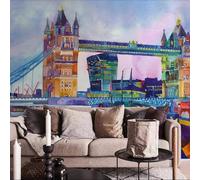XLMING Aquarelle Architecture Abstraite Pont Bateau 3D Papier Peint Texture Soyeuse Intissé Salle à Manger Bureau D'étude Canapé Chambre Salon TV Mur-300cm×210cm