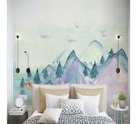 XLMING Aquarelle Peinte À La Main Arbre De Montagne Élan Oiseau Volant 3D Papier Peint Premium Texturé Soie Bureau Salle à Manger Salon Chambre Coucher Canapé TV Mur-430cm×300cm