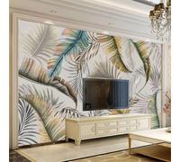 XLMING Aquarelle Vintage Peinte À La Main Feuille De Jardinage Tropicale 3D Papier Peint Texture Soyeuse Intissé Salle à Manger Bureau D'étude Canapé Chambre Salon TV Mur-300cm×210cm