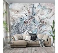 XLMING Aquarelle Vintage Peinte À La Main Lotus Feuille De Lotus 3D Papier Peint Texture Soyeuse Intissé Salle à Manger Bureau D'étude Canapé Chambre Salon TV Mur-300cm×210cm