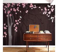 XLMING Arbre À Fleurs Rose Rétro Créatif En Bois Papier Peint 3D Soie De Luxe Intissé Bureau Salle à Manger Canapé Chambre Salon TV Mural Décoratif-430cm×300cm