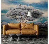 XLMING Arbre Géant Élan Et Oiseaux En Vol Peints À La Main Et En Trois Dimensions 3D Papier Peint Premium Texturé Soie Bureau Salle à Manger Salon Chambre Coucher Canapé TV Mur-400cm×280cm