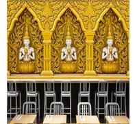 XLMING Architecture Dorée Créative Statue De Bouddha Zen 3D Papier Peint Premium Texturé Soie Bureau Salle à Manger Salon Chambre Coucher Canapé TV Mur-400cm×280cm