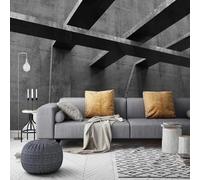 XLMING Architecture Géométrique Abstraite Tridimensionnelle Noire 3D Papier Peint Texture Soyeuse Intissé Salle à Manger Bureau D'étude Canapé Chambre Salon TV Mur-300cm×210cm