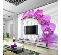 XLMING Architecture Géométrique Tridimensionnelle Phalaenopsis Créatif Chaud 3D Papier Peint Texture Soyeuse Intissé Salle à Manger Bureau D'étude Canapé Chambre Salon TV Mur-350cm×256cm