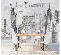 XLMING Architecture Grise Dessinée À La Main Personnages Art 3D Papier Peint Luxe Décoration Manger Adulte Intérieure Salon Canapé Chambre Fond TV Mur-250cm×170cm