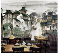 XLMING Architecture Rétro Dessinée À La Main À L'Encre De Chine 3D Papier Peint Premium Texturé Soie Bureau Salle à Manger Salon Chambre Coucher Canapé TV Mur-200cm×140cm