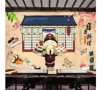 XLMING Architecture Rétro Figures Nourriture Sushi 3D Papier Peint Luxe Décoration Manger Adulte Intérieure Salon Canapé Chambre Fond TV Mur-250cm×170cm