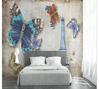 XLMING Architecture Rétro Minimaliste En Relief Tridimensionnel Papillon 3D Papier Peint Premium Texturé Soie Bureau Salle à Manger Salon Chambre Coucher Canapé TV Mur-430cm×300cm
