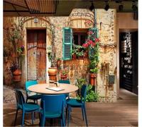 XLMING Architecture Rétro Porte Et Fenêtre En Bois Plantes 3D Papier Peint Luxe Décoration Manger Adulte Intérieure Salon Canapé Chambre Fond TV Mur-400cm×280cm