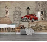 XLMING Architecture Rétro Voiture Pont En Arc Rivière Papier Peint 3D Soie De Luxe Intissé Bureau Salle à Manger Canapé Chambre Salon TV Mural Décoratif-150cm×105cm