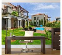 XLMING Architecture Tridimensionnelle Ciel Bleu Nuages Blancs Prairies 3D Papier Peint Luxe Décoration Manger Adulte Intérieure Salon Canapé Chambre Fond TV Mur-250cm×170cm