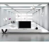 XLMING Architecture Tridimensionnelle Oiseaux Espace Extension Papier Peint 3D Soie Texturée Haut De Gamme Salon Canapé Chambre À Coucher Salle Manger Murale-200cm×140cm