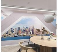 XLMING Architecture Urbaine Créative En Trois Dimensions Espace En Expansion Rivière 3D Papier Peint Texture Soyeuse Intissé Salle à Manger Bureau D'étude Canapé Chambre Salon TV Mur-150cm×105cm