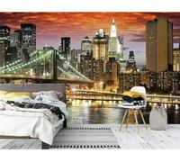 XLMING Architecture Urbaine En Trois Dimensions Pont Sur Une Rivière 3D Papier Peint Texture Soyeuse Intissé Salle à Manger Bureau D'étude Canapé Chambre Salon TV Mur-150cm×105cm