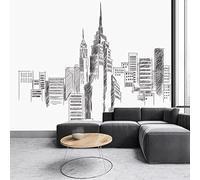 XLMING Architecture Urbaine Minimaliste Dessinée À La Main En Noir Et Blanc 3D Papier Peint Luxe Décoration Manger Adulte Intérieure Salon Canapé Chambre Fond TV Mur-150cm×105cm