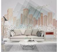 XLMING Architecture Urbaine Tridimensionnelle Géométrique Abstraite Oiseaux En Vol 3D Papier Peint Premium Texturé Soie Bureau Salle à Manger Salon Chambre Coucher Canapé TV Mur-350cm×256cm