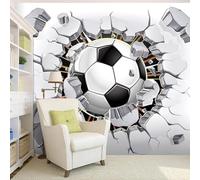 XLMING Art 3D Football Sports Murs Brisés 3D Papier Peint Texture Soyeuse Intissé Salle à Manger Bureau D'étude Canapé Chambre Salon TV Mur-250cm×170cm