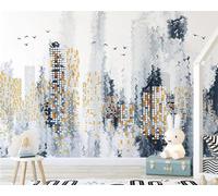 XLMING Art Abstrait Peint À La Main Architecture Urbaine 3D Papier Peint Texture Soyeuse Intissé Salle à Manger Bureau D'étude Canapé Chambre Salon TV Mur-350cm×256cm