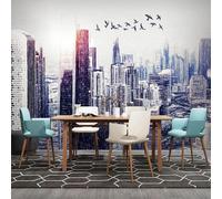XLMING Art Abstrait Peint À La Main Oiseaux D'Architecture De Ville 3D Papier Peint Texture Soyeuse Intissé Salle à Manger Bureau D'étude Canapé Chambre Salon TV Mur-200cm×140cm