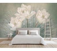 XLMING Art Abstrait Vintage Feuilles De Lotus Fleurs De Lotus Papier Peint 3D Soie De Luxe Intissé Bureau Salle à Manger Canapé Chambre Salon TV Mural Décoratif-250cm×170cm