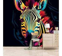 XLMING Art Créatif En Tridimensionnel Représentant Un Zèbre Coloré 3D Papier Peint Premium Texturé Soie Bureau Salle à Manger Salon Chambre Coucher Canapé TV Mur-200cm×140cm
