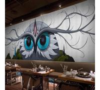 XLMING Art Créatif Minimaliste Avec Un Hibou De Bande Dessinée 3D Papier Peint Texture Soyeuse Intissé Salle à Manger Bureau D'étude Canapé Chambre Salon TV Mur-250cm×170cm