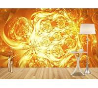 XLMING Art Créatif Stéréo Abstrait Doré 3D Papier Peint Luxe Décoration Manger Adulte Intérieure Salon Canapé Chambre Fond TV Mur-200cm×140cm