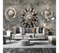 XLMING Art Créatif Vintage Sculpture Sur Pierre Fleurs Papier Peint 3D Soie De Luxe Intissé Bureau Salle à Manger Canapé Chambre Salon TV Mural Décoratif-150cm×105cm