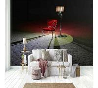 XLMING Art Cubique Du Lampadaire Rouge De La Chaise 3D Papier Peint Luxe Décoration Manger Adulte Intérieure Salon Canapé Chambre Fond TV Mur-350cm×256cm