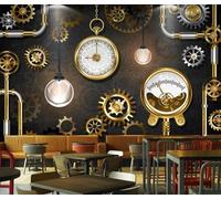 XLMING Art De L'Engrenage De L'Horloge Stéréo Vintage 3D Papier Peint Luxe Décoration Manger Adulte Intérieure Salon Canapé Chambre Fond TV Mur-150cm×105cm